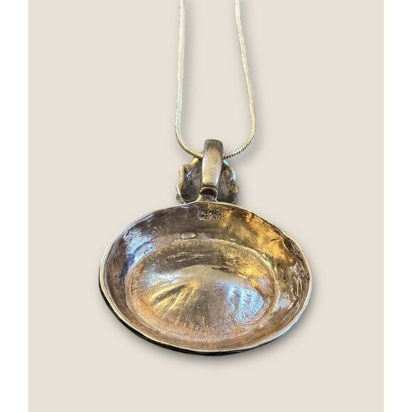 Sterling Silver  Mexico Red Stone Pendant Necklace - Picture 4 of 5